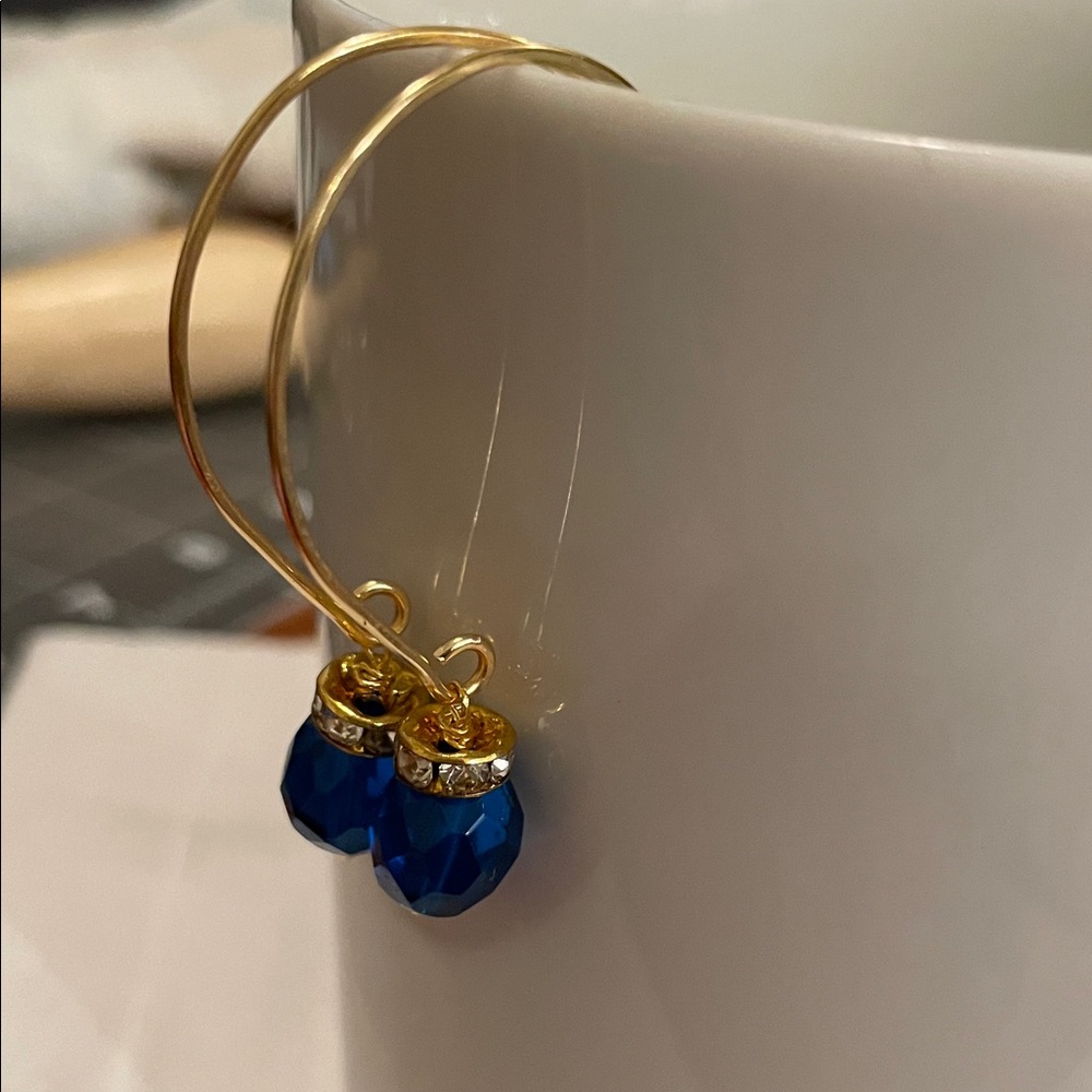 Elegant Gold and Blue Drop Earrings